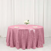 Sequin 120" Round Tablecloth Pink - Seamless Glittering Table Cover
